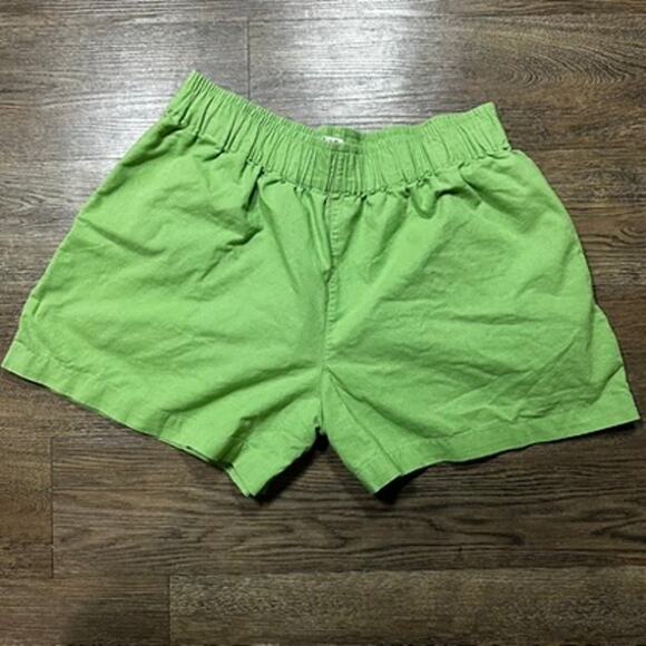 Lucy & Yak Pants - LUCY&YAK Jessie Organic Cotton Linen Elastic Shorts Matcha Green sz XL